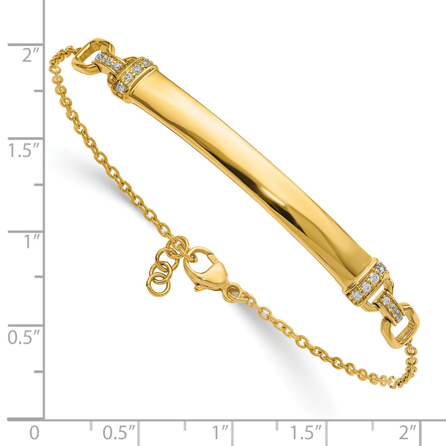 Pulsera de Identificación con Diamantes en Oro de 14k – 7 Pulgadas