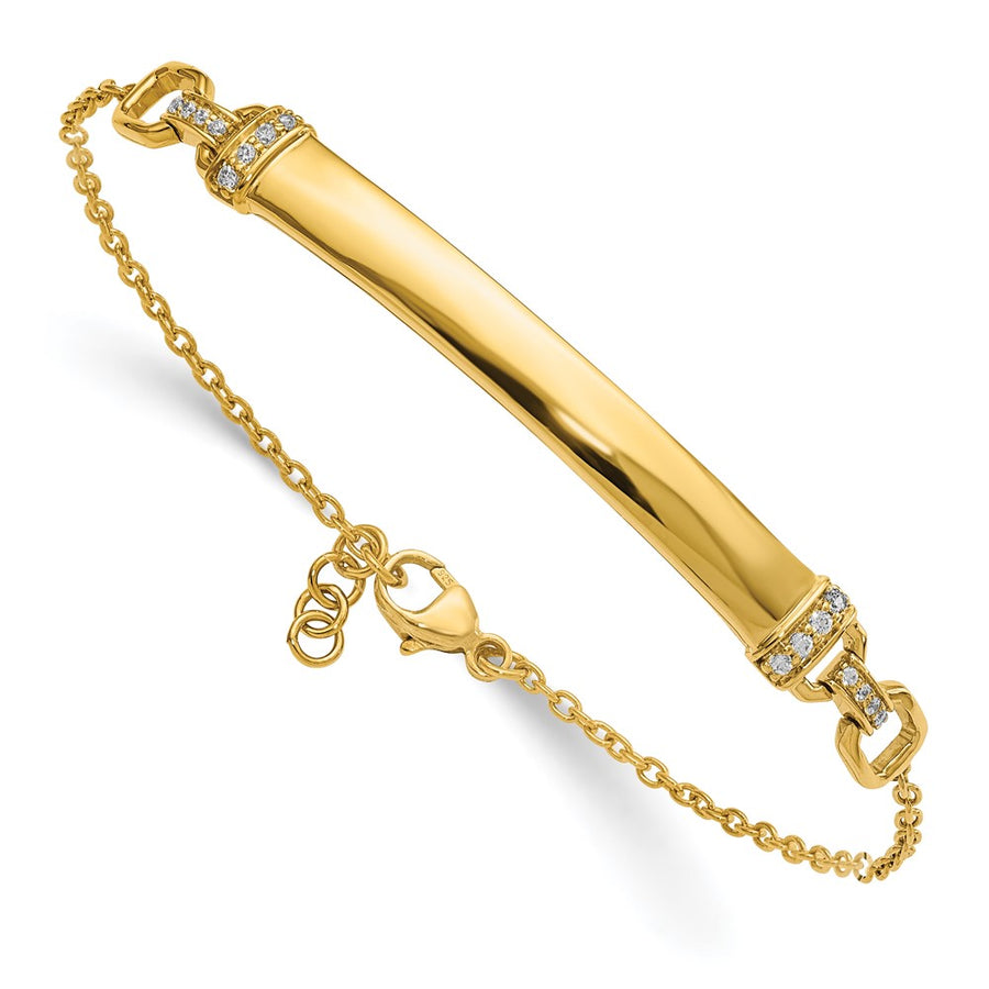 Pulsera de Identificación con Diamantes en Oro de 14k – 7 Pulgadas
