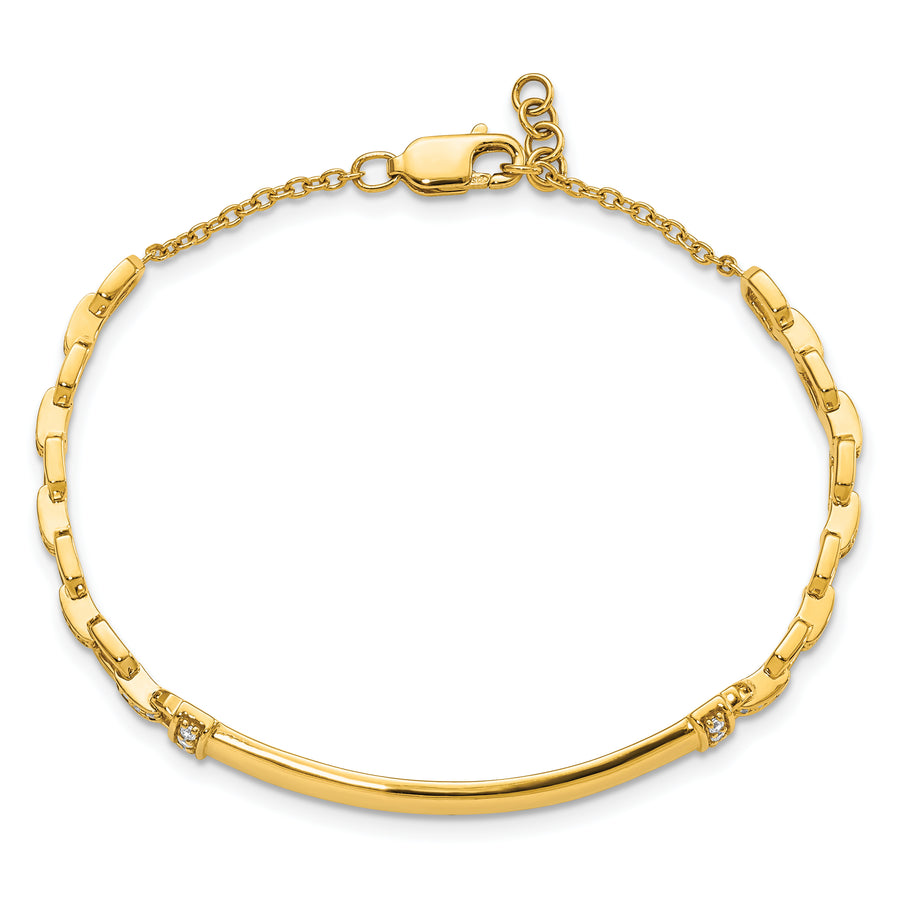 Pulsera de Identificación con Diamantes en Oro de 14k – 7 Pulgadas
