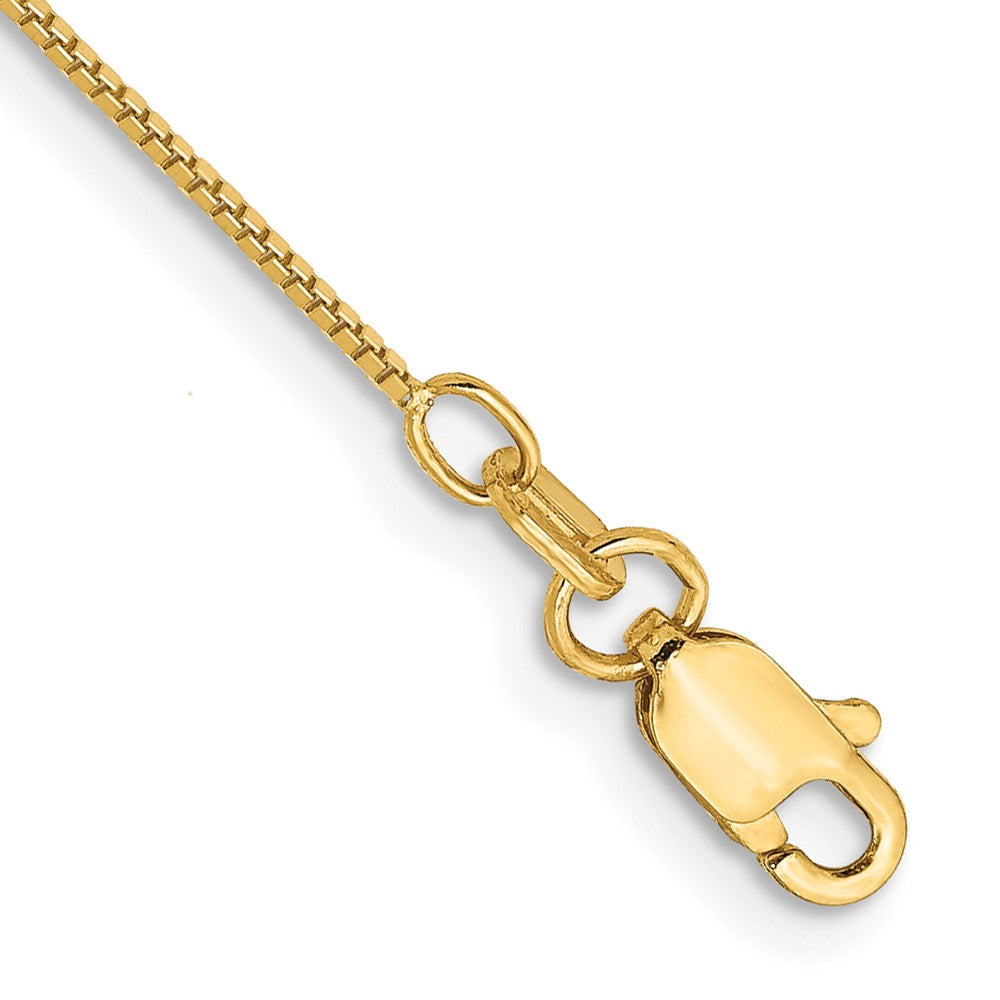 Pulsera de 7 pulgadas con eslabones tipo Caja de 0.7 mm en Oro Amarillo de 14k con Cierre de Langosta