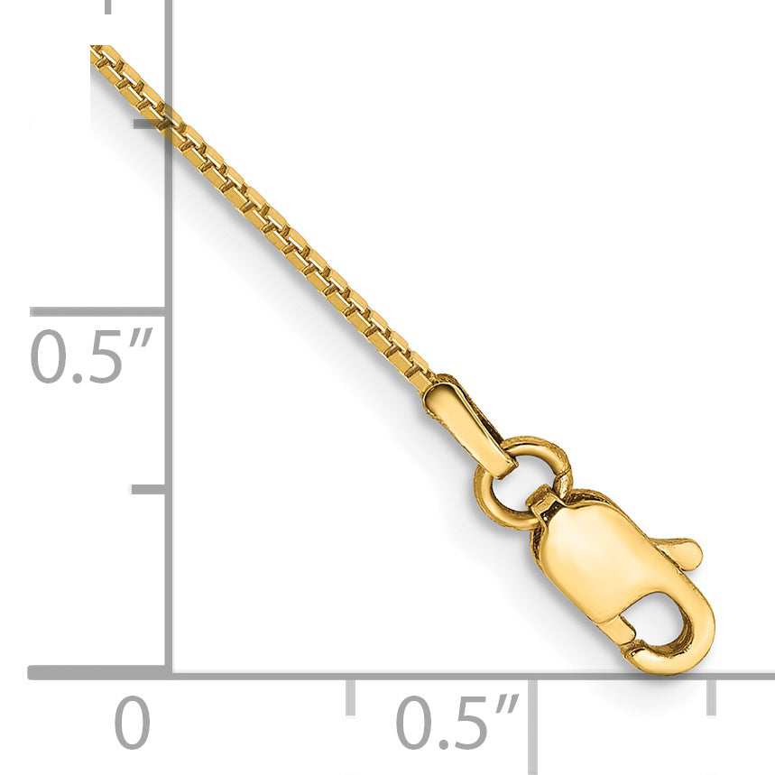 Pulsera de 8 pulgadas con eslabones tipo Caja de 0.9 mm en Oro Amarillo de 14k con Cierre de Langosta