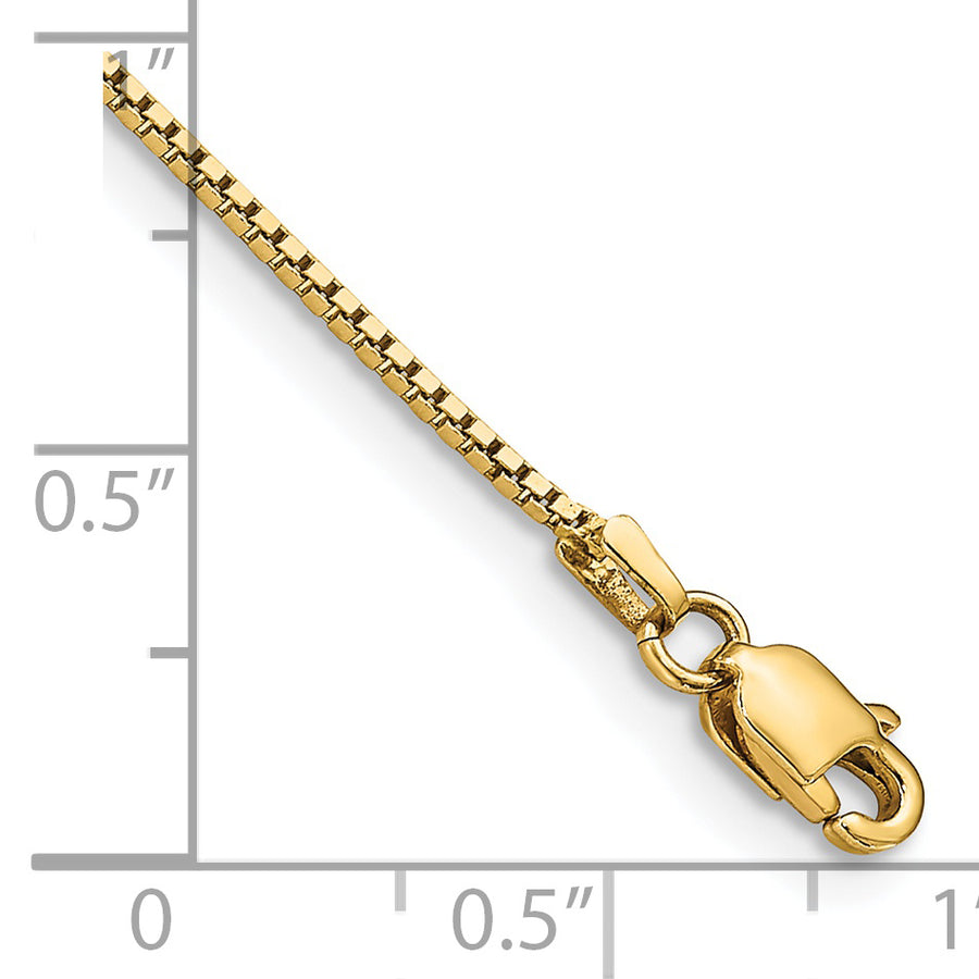Tobillera de Oro de 14K de 9 Pulgadas y 0.95 mm Tipo Caja con Cierre de Langosta