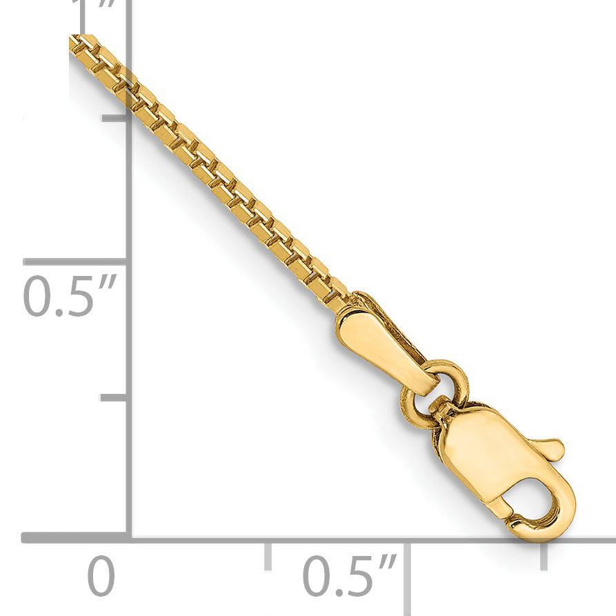 Pulsera de Pulsera Caja de 14K de 7 pulgadas y 1.1 mm con Cierre de Langosta