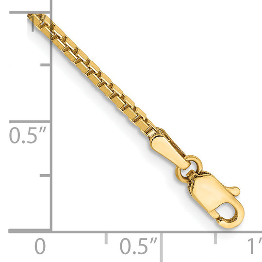 Pulsera de Pulsera Caja de 14K de 7 pulgadas y 1.5 mm con Cierre de Langosta