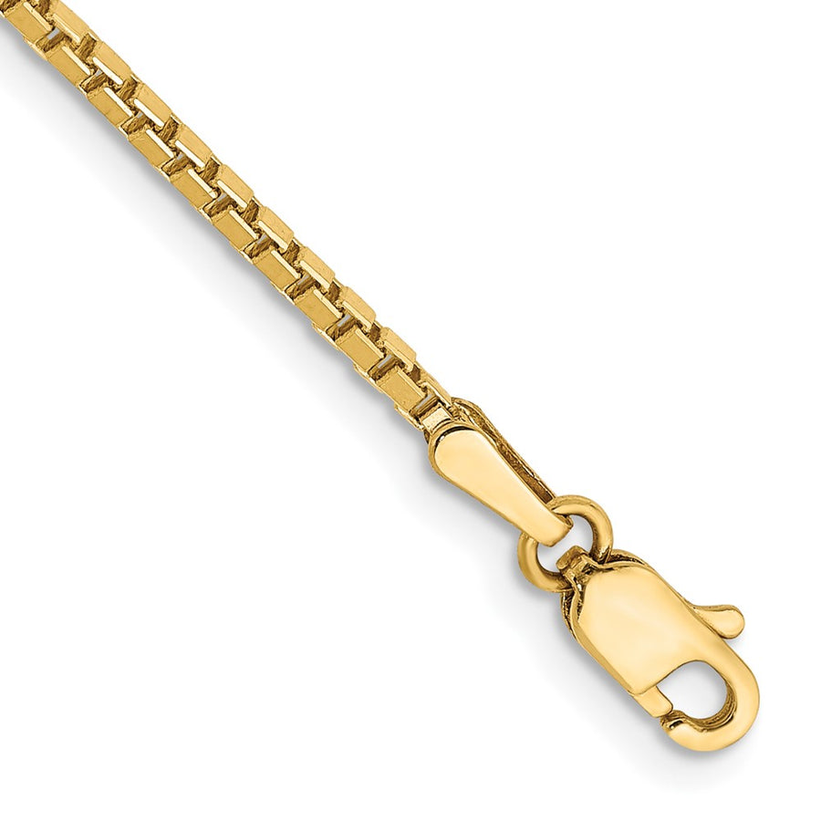 Tobillera de Oro de 14K de 9 Pulgadas y 1.5 mm con Cadena de Caja y Cierre de Langosta