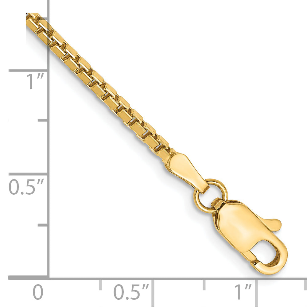 Pulsera de Pulsera Caja de 14K de 7 pulgadas y 1.9 mm con Cierre de Langosta