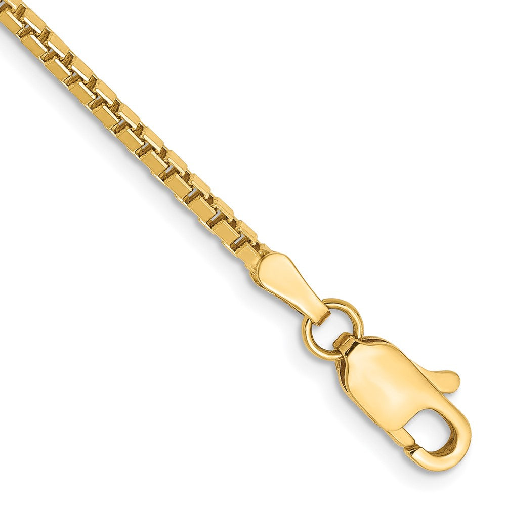 Pulsera de Pulsera Caja de 14K de 7 pulgadas y 1.9 mm con Cierre de Langosta