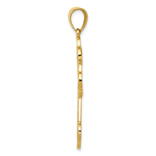 Greek Cross Pendant with Buttons in 14k Yellow Gold