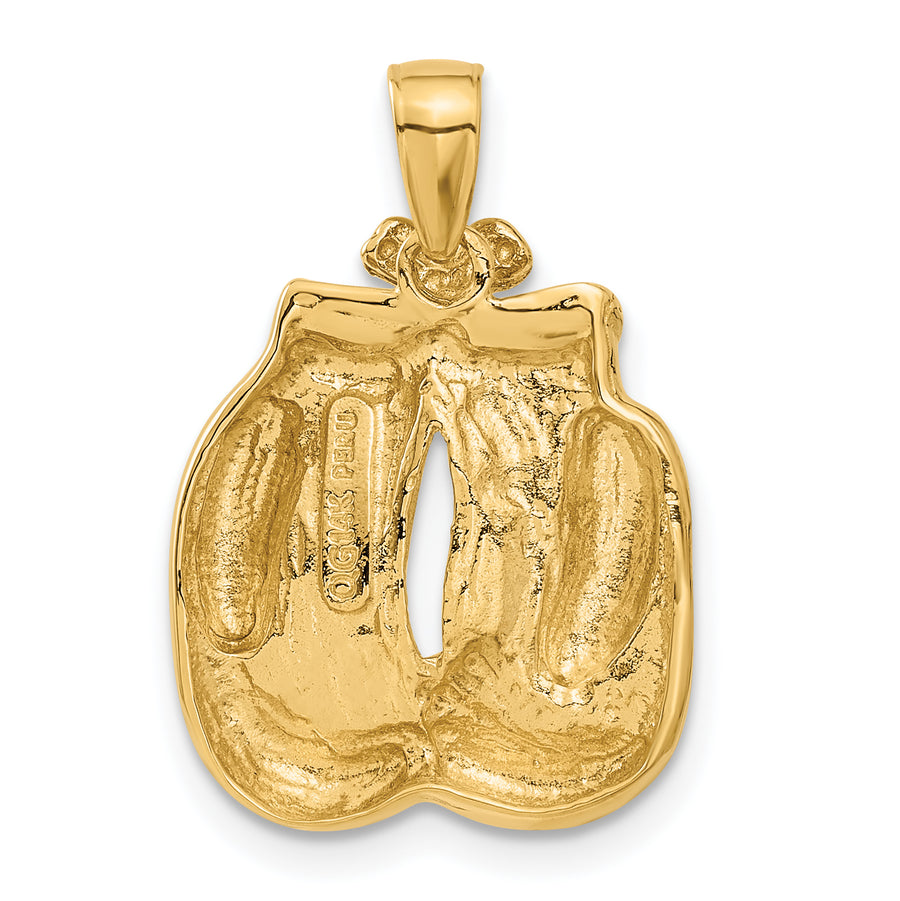 Dije de Guantes de Boxeo Sólidos y Pulidos en Oro de 14K con Respaldo Abierto