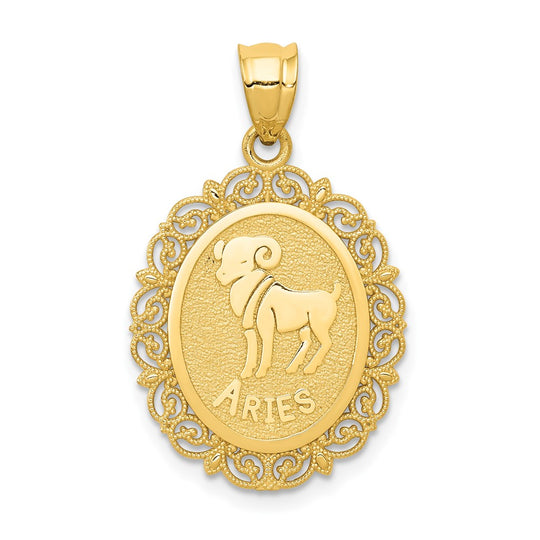 Aries Pendant in 14k Yellow Gold with Satin and Polished Finish