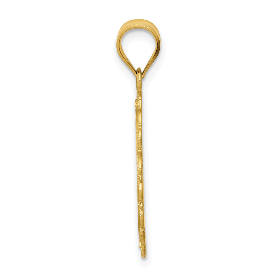 Dije Ovalado de Zodiaco Géminis de Oro Sólido de 14k Satinado y Pulido