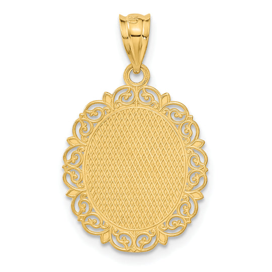 Dije Ovalado de Zodiaco Géminis de Oro Sólido de 14k Satinado y Pulido