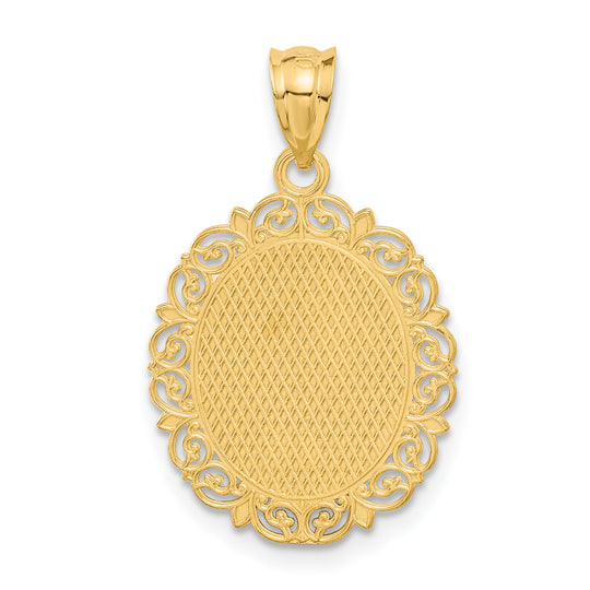 Dije de Leo en Oro Sólido Satinado de 14k, ovalado