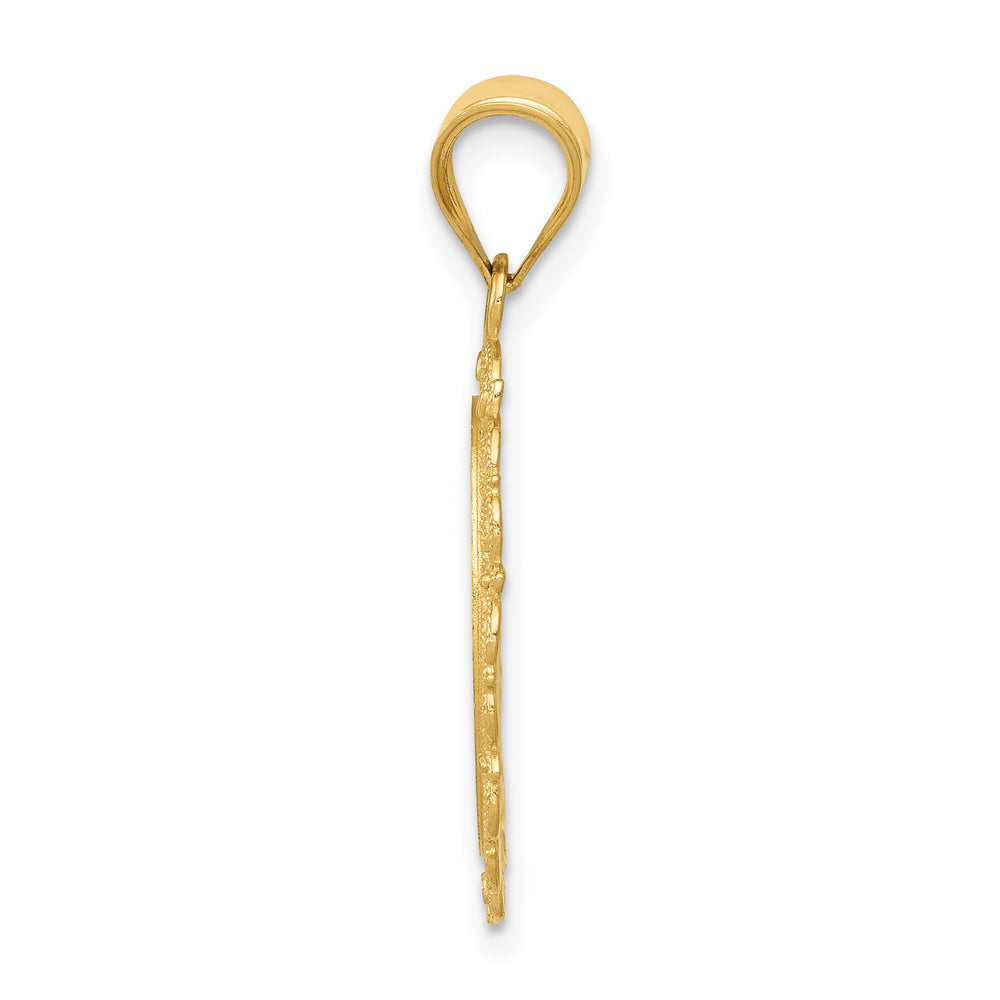 Dije del zodiaco Virgo de Oro Amarillo de 14k Sólido con Acabado Satinado y Pulido, Ovalado