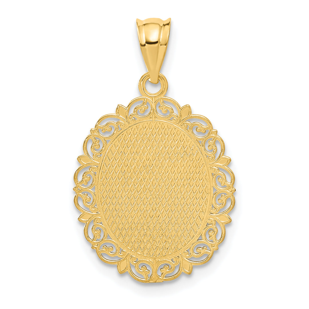 Dije del zodiaco Virgo de Oro Amarillo de 14k Sólido con Acabado Satinado y Pulido, Ovalado