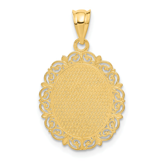 Dije del zodiaco Virgo de Oro Amarillo de 14k Sólido con Acabado Satinado y Pulido, Ovalado