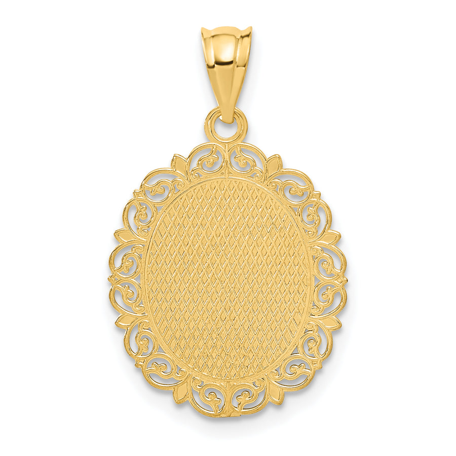 Dije del zodiaco Virgo de Oro Amarillo de 14k Sólido con Acabado Satinado y Pulido, Ovalado