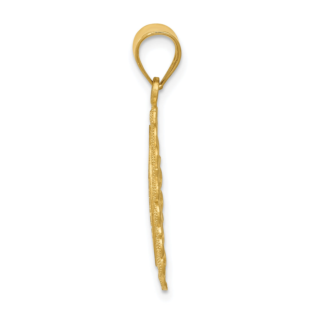 14k Solid Gold Scorpio Oval Pendant with Satin and Polished Finish