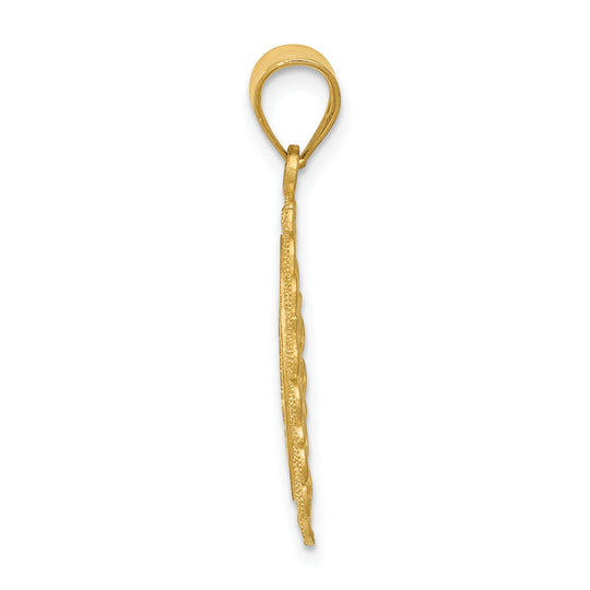 14k Solid Gold Scorpio Oval Pendant with Satin and Polished Finish