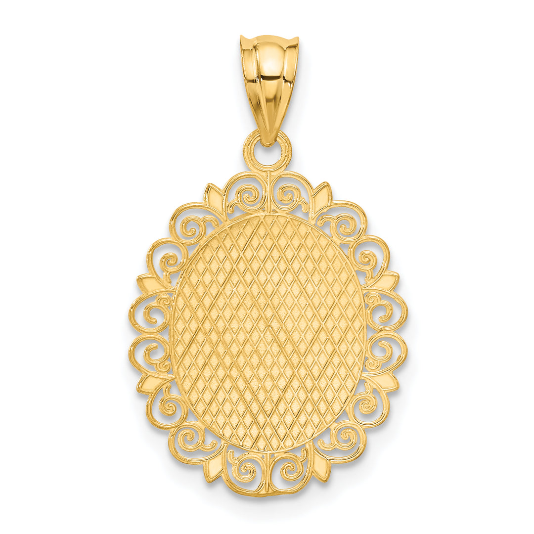 14k Solid Gold Scorpio Oval Pendant with Satin and Polished Finish