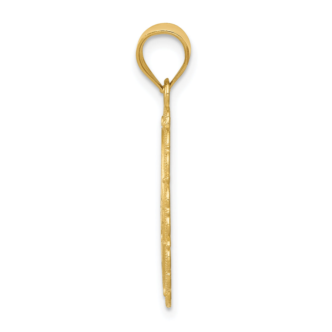 Pisces Zodiac Oval Pendant in 14k Yellow Gold with Satin and Polished Finish