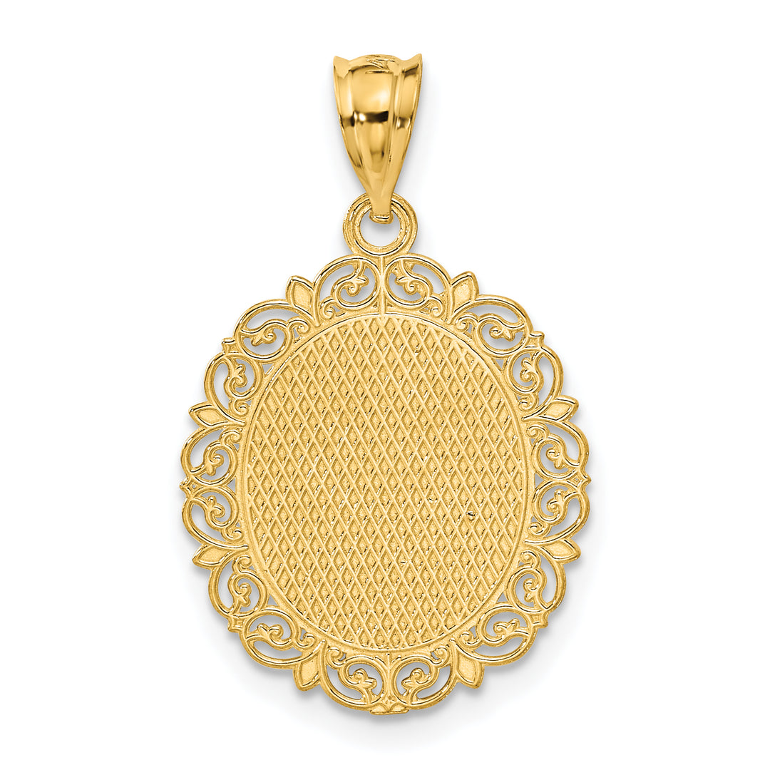 Pisces Zodiac Oval Pendant in 14k Yellow Gold with Satin and Polished Finish