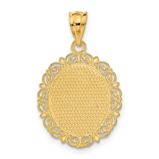 Pisces Zodiac Oval Pendant in 14k Yellow Gold with Satin and Polished Finish
