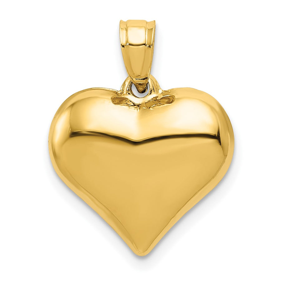 Colgante de Corazón 3D Puffed Pulido en 14K