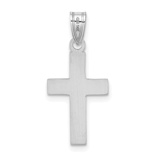 Polished Cross Pendant in 14k White Gold