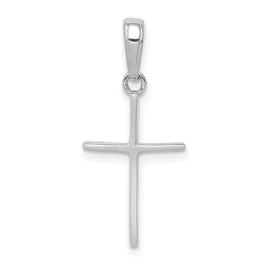 Polished Cross Pendant in 14k White Gold