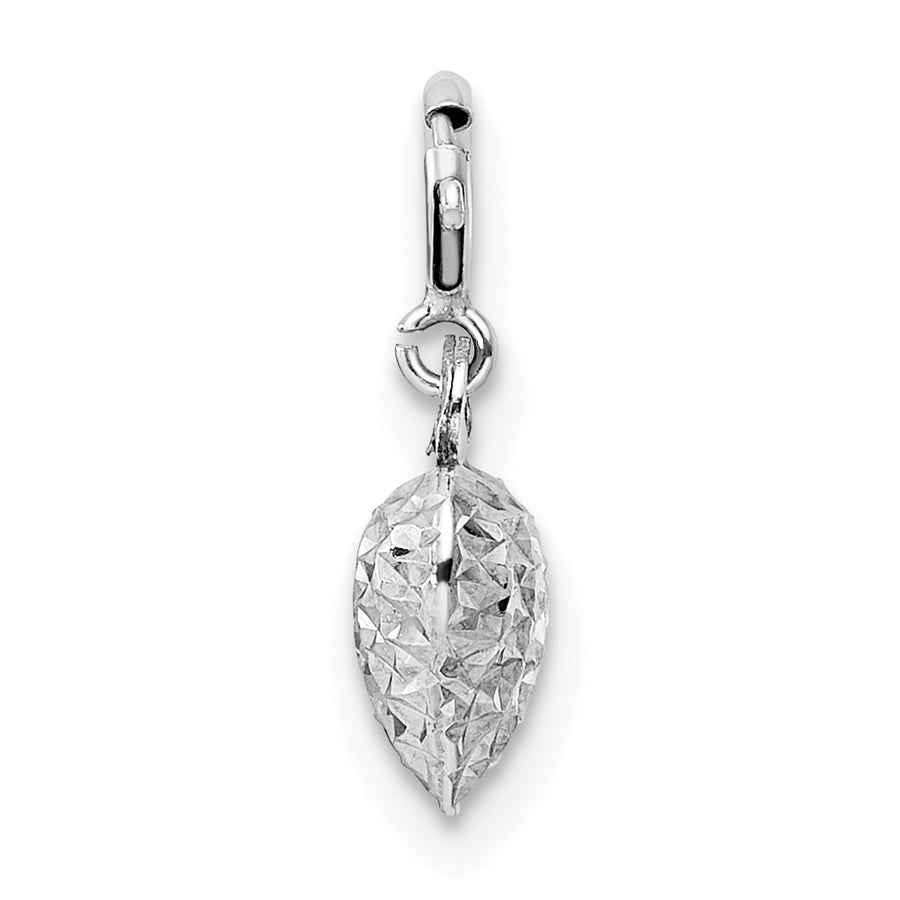 Colgante Dije de Corazón con Corte Diamante en Oro Blanco de 14k con Anillo de Resorte