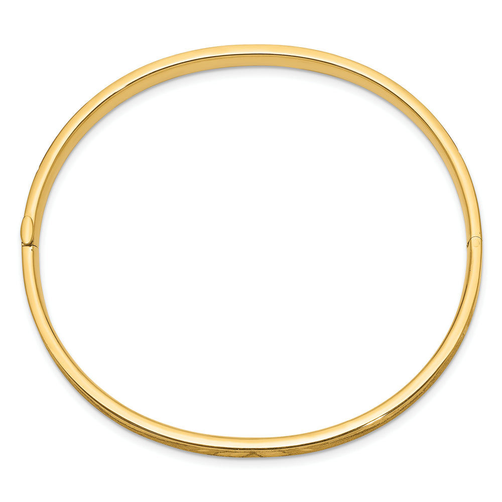 14K Yellow Gold Diamond Cut Concave Hinge Bracelet, Large Size (5mm)