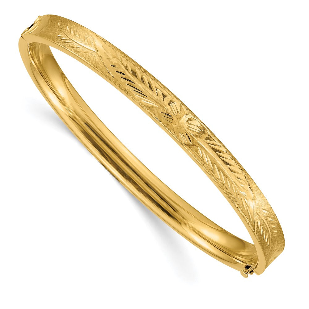 14k Diamond Cut Concave and Hinge Oversized Bangle Bracelet