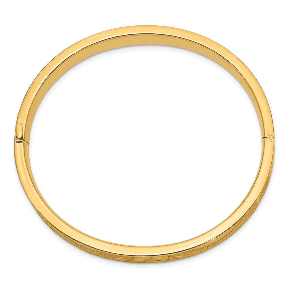 14K Yellow Gold Diamond-Cut Concave Oversize Hinged Bangle (5/16")
