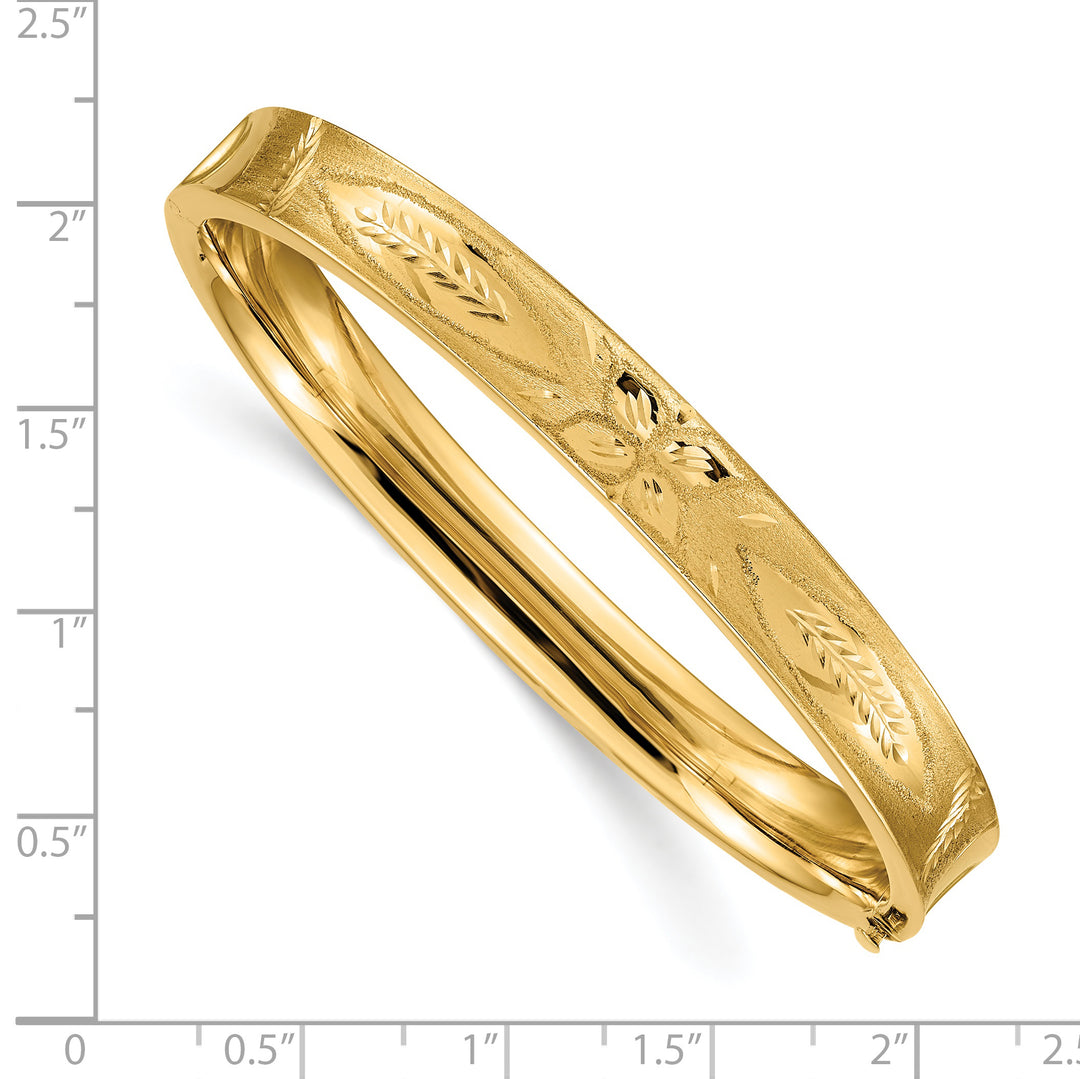 14K Yellow Gold Diamond-Cut Concave Oversize Hinged Bangle (5/16")