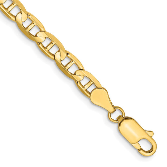 14k Yellow Gold Bracelet, 8 inches, 4.5mm, Concave Anchor Style with Lobster Clasp