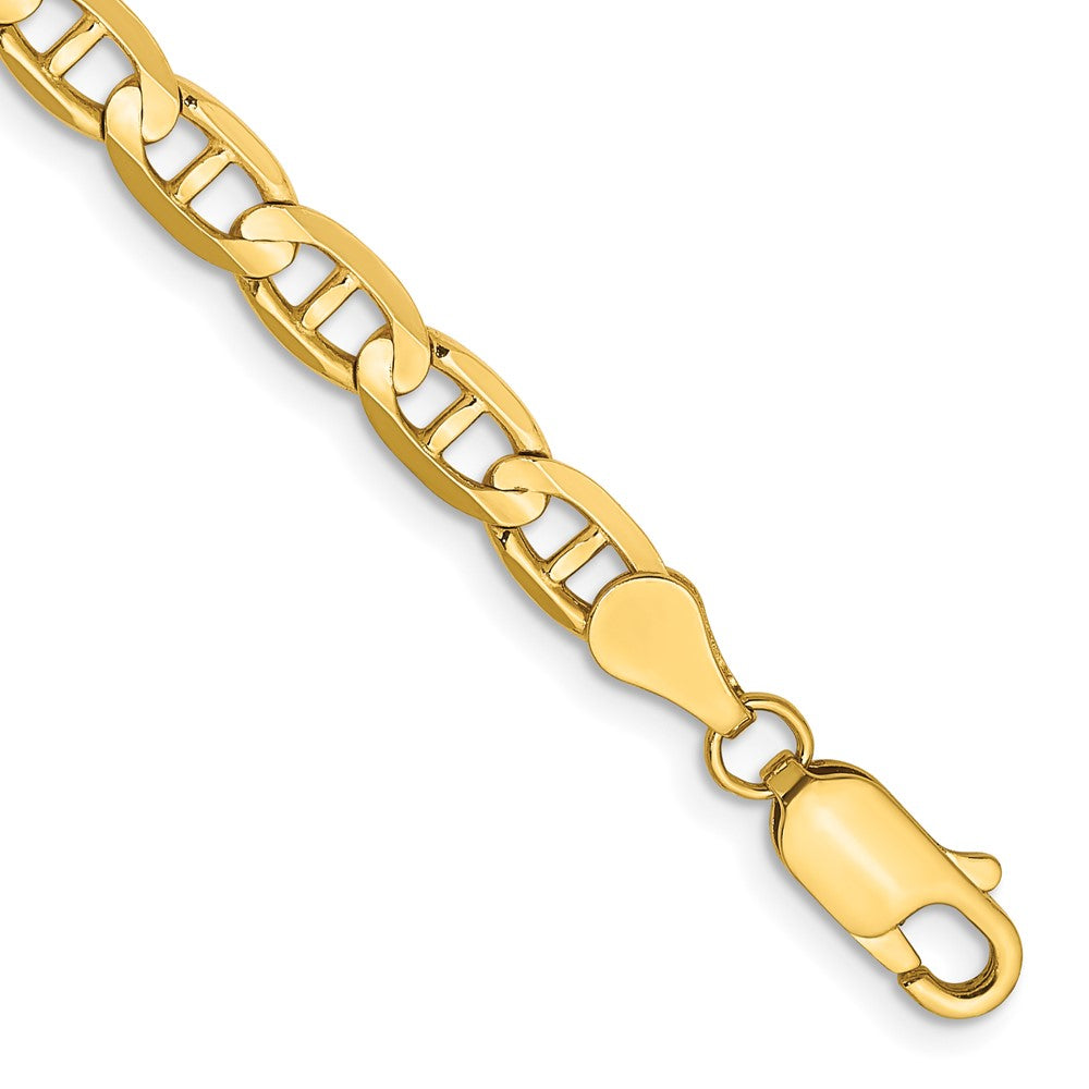 14k Yellow Gold Concave Anchor Bracelet, 9 inches, 4.5mm with Lobster Clasp