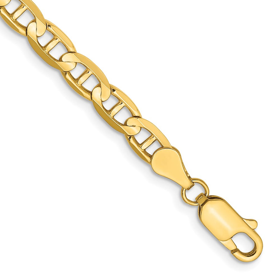 Pulsera Ancla Cóncava de Oro Amarillo de 14k, 9 pulgadas, 4.5mm con Cierre de Langosta