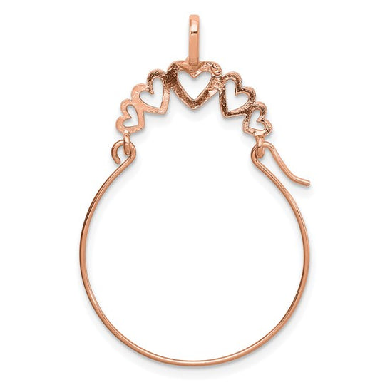 14K Polished Rose Gold Necklace Holder with 5 Hearts