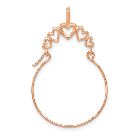 14K Polished Rose Gold Necklace Holder with 5 Hearts