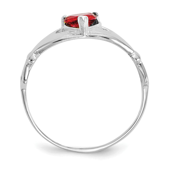 January Birthstone Claddagh Ring in 14K White Gold with Cubic Zirconia