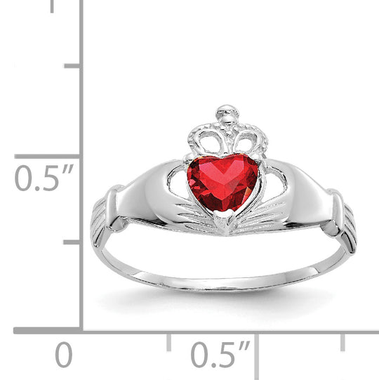 January Birthstone Claddagh Ring in 14K White Gold with Cubic Zirconia