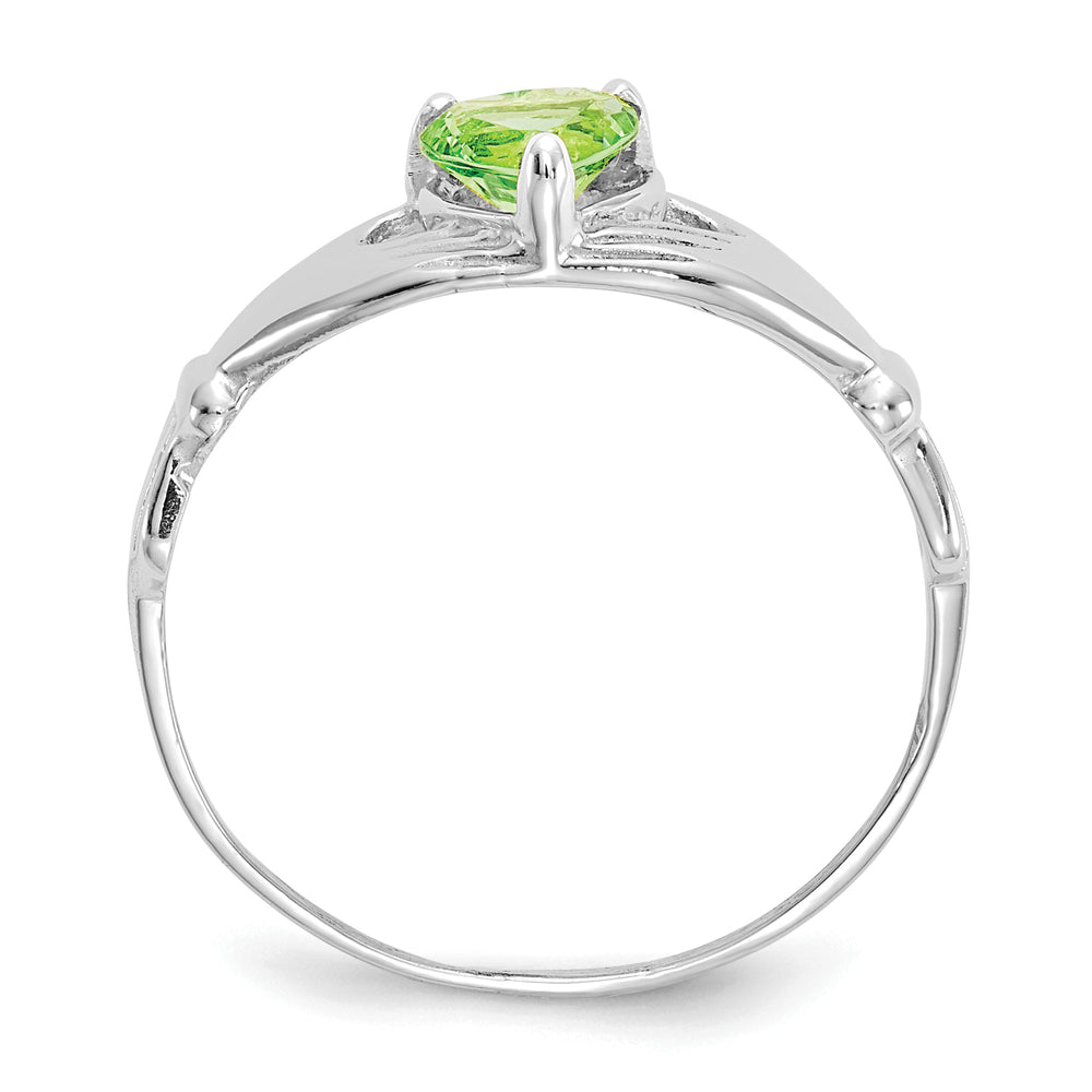 Anillo Claddagh con Piedra de Nacimiento de Agosto en Oro Blanco de 14K y Circonia Cúbica