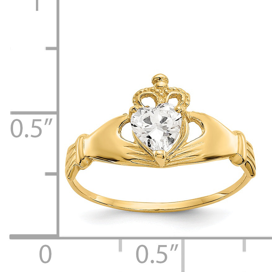 Anillo Claddagh con Piedra de Nacimiento en Oro Amarillo de 14K y
