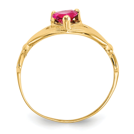 Claddagh Ring with July Birthstone in 14K Yellow Gold and Cubic Zirconia