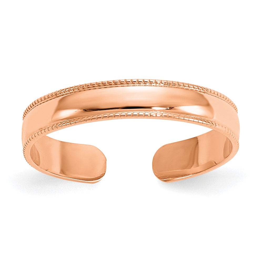 Anillo Ajustable de Oro Rosa de 14k con Textura Milgrain para Dedo del Pie