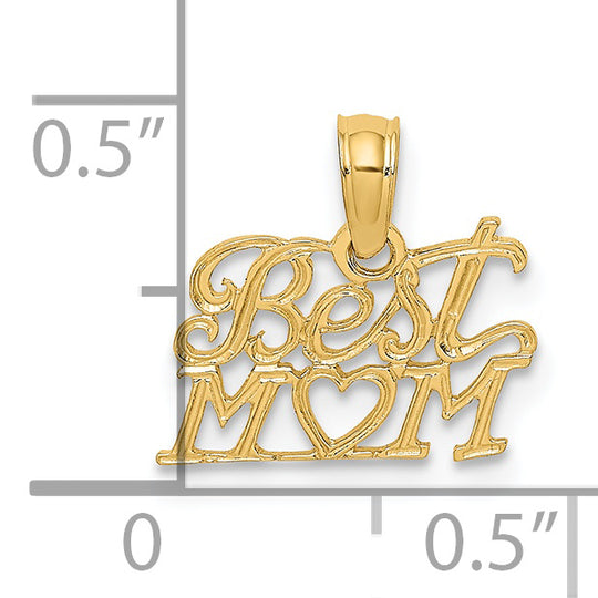 Dije Best Mom con Corazón en Oro Amarillo de 14K