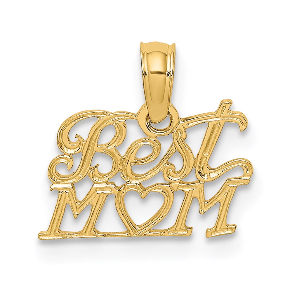 Dije Best Mom con Corazón en Oro Amarillo de 14K