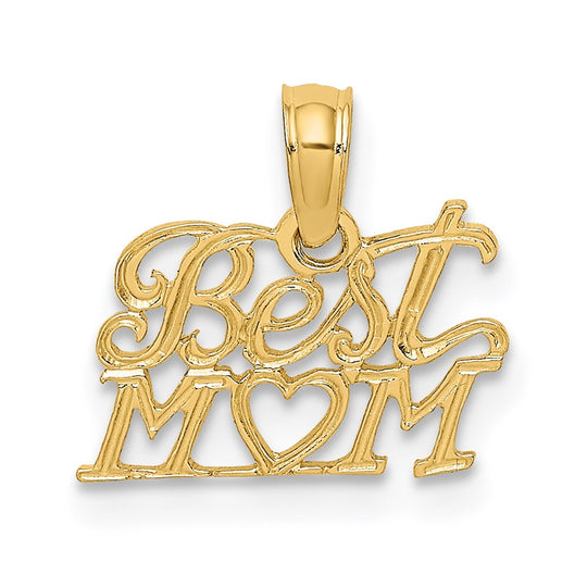 Dije Best Mom con Corazón en Oro Amarillo de 14K