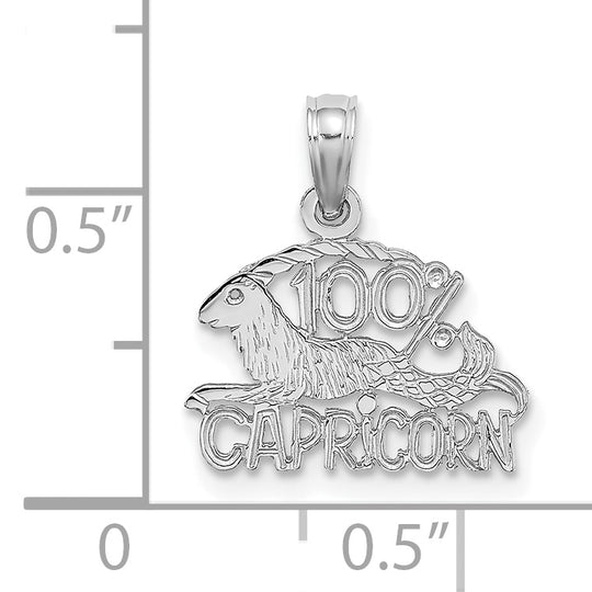 Capricorn Zodiac Pendant in 14k White Gold with Rhodium